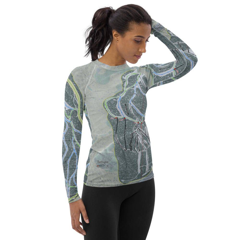 Sunlight, Colorado Ski Trail Map Women's Base Layer Top - Powderaddicts