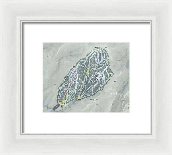 Sunrise Park Ski Trail Map - Framed Print - Powderaddicts