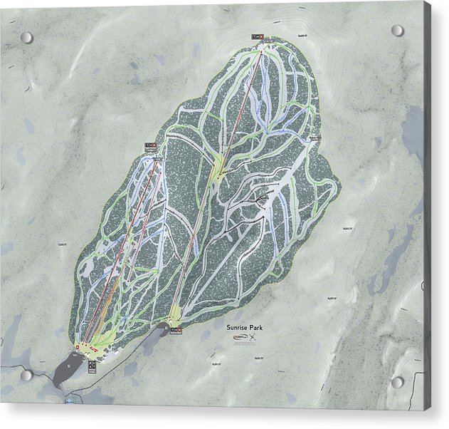 Sunrise Park Ski Trail Map - Acrylic Print - Powderaddicts