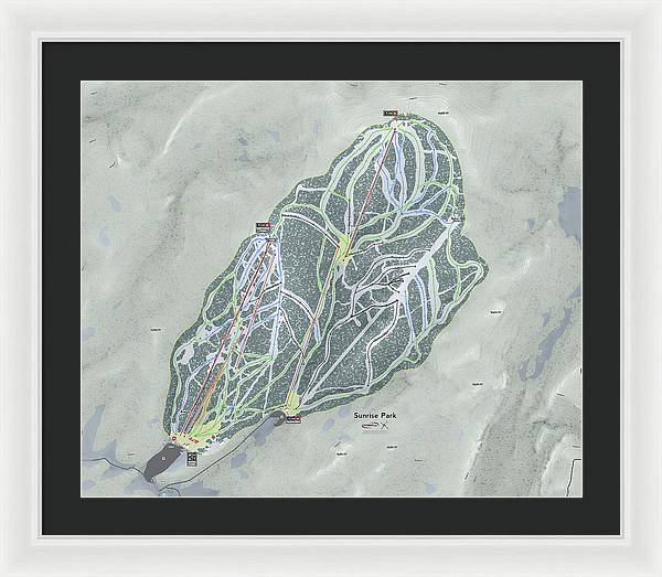 Sunrise Park Ski Trail Map - Framed Print - Powderaddicts