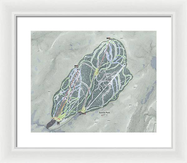 Sunrise Park Ski Trail Map - Framed Print - Powderaddicts