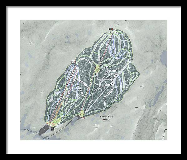 Sunrise Park Ski Trail Map - Framed Print - Powderaddicts