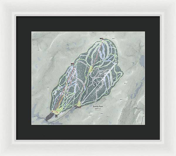 Sunrise Park Ski Trail Map - Framed Print - Powderaddicts