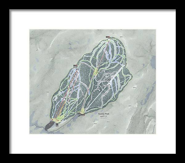 Sunrise Park Ski Trail Map - Framed Print - Powderaddicts