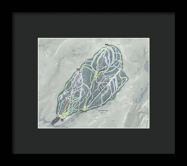 Sunrise Park Ski Trail Map - Framed Print - Powderaddicts