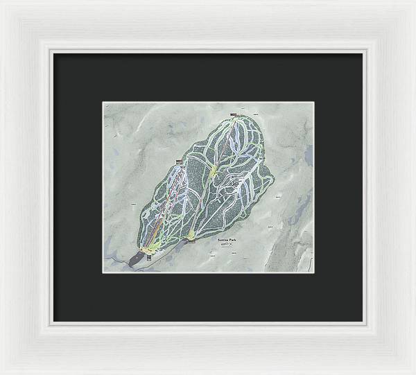 Sunrise Park Ski Trail Map - Framed Print - Powderaddicts