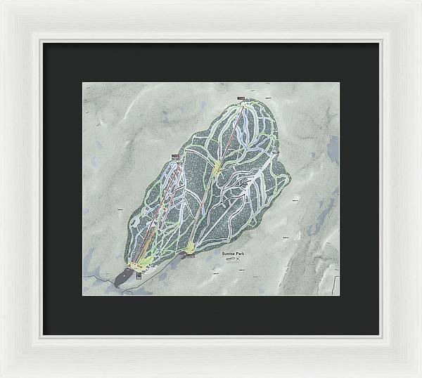 Sunrise Park Ski Trail Map - Framed Print - Powderaddicts