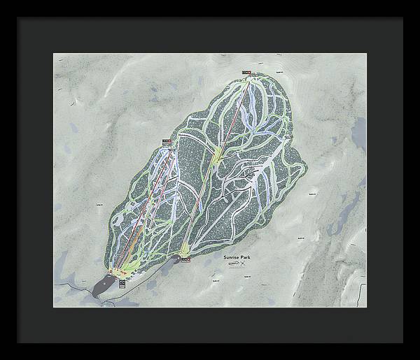Sunrise Park Ski Trail Map - Framed Print - Powderaddicts