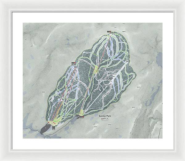 Sunrise Park Ski Trail Map - Framed Print - Powderaddicts