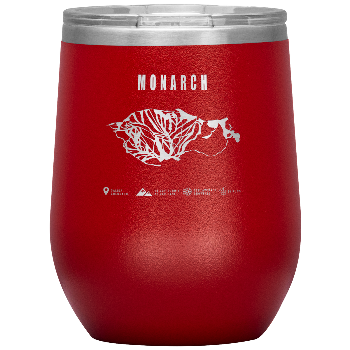 Monarch Colorado Ski Trail Map Wine 12oz Tumbler - Powderaddicts