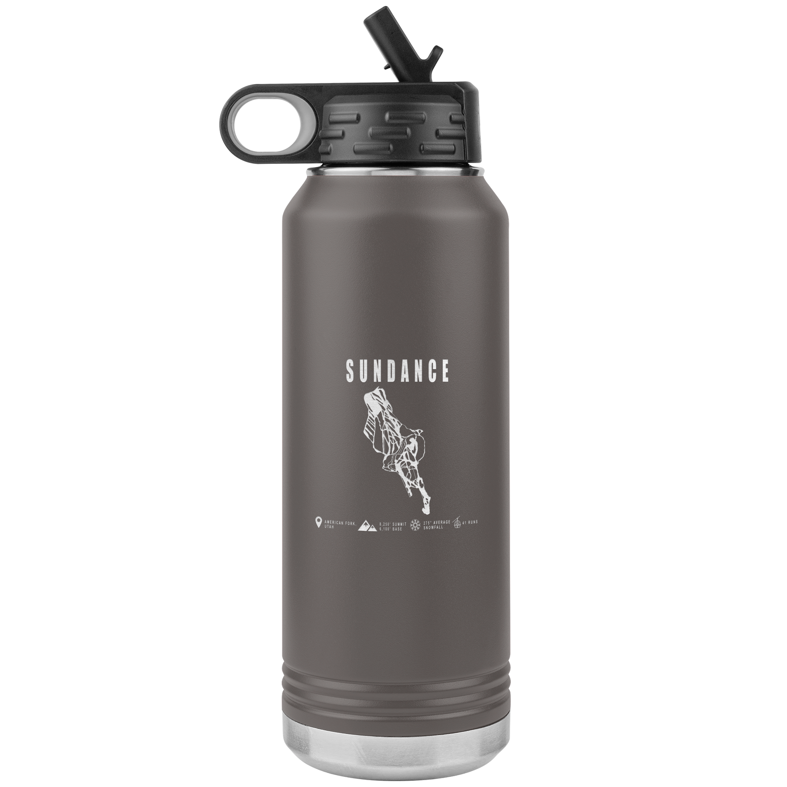 Sundance,Utah Ski Trail Map 32oz Water Bottle Tumbler - Powderaddicts