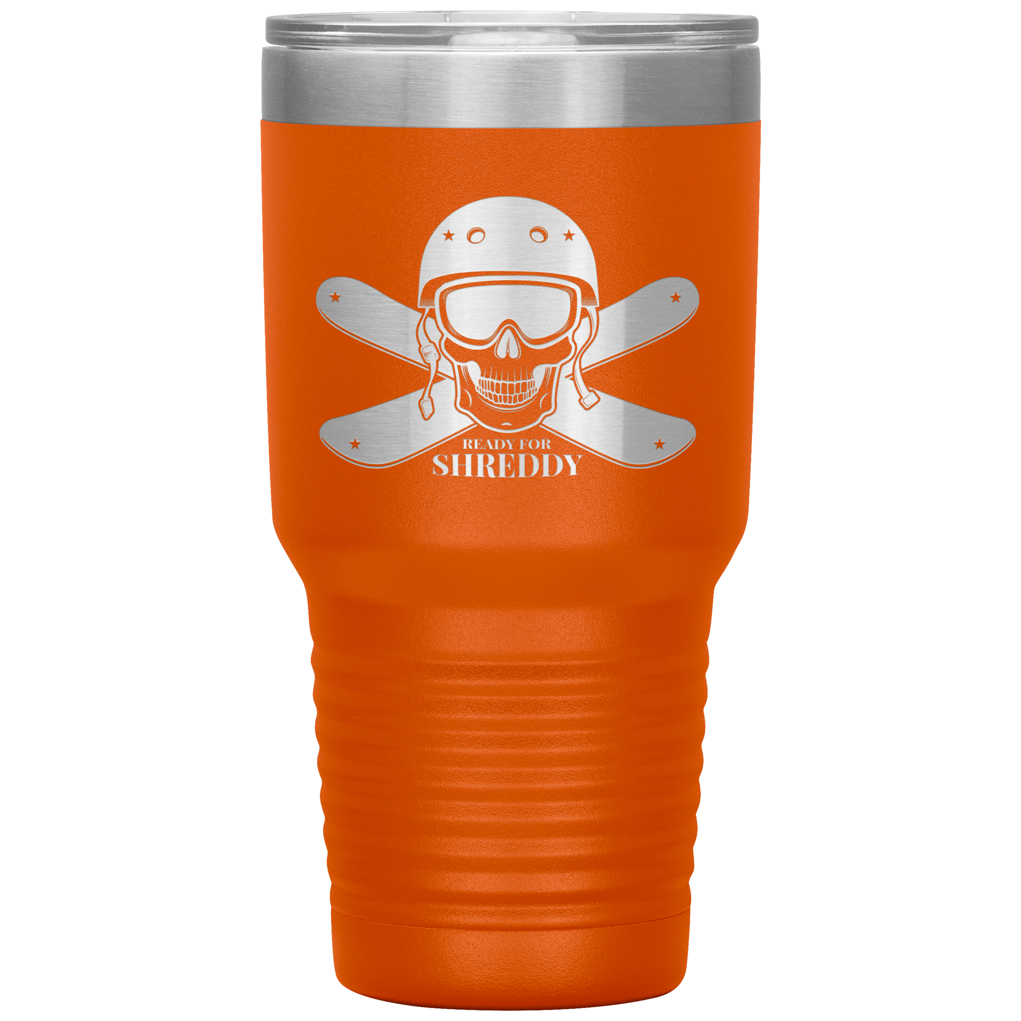 Ready For Shreddy Skeleton Skis 30oz Tumbler - Powderaddicts