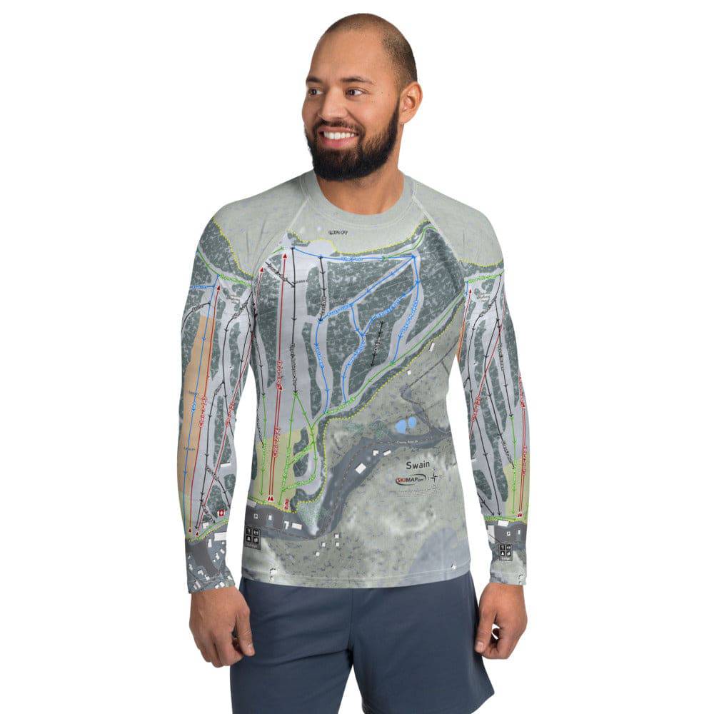Swain, New York Ski Trail Map Men's Base Layer Top