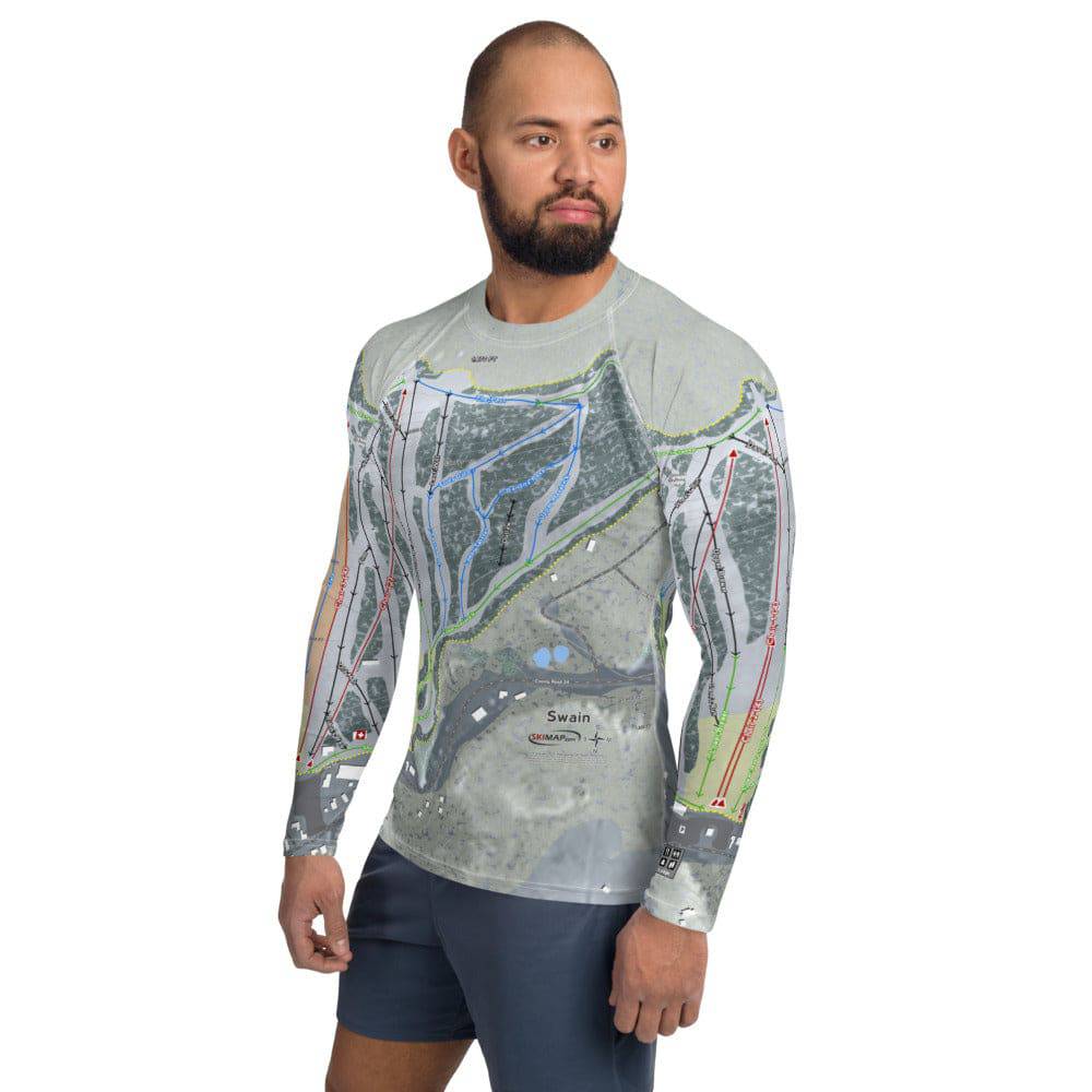 Swain, New York Ski Trail Map Men's Base Layer Top - Powderaddicts
