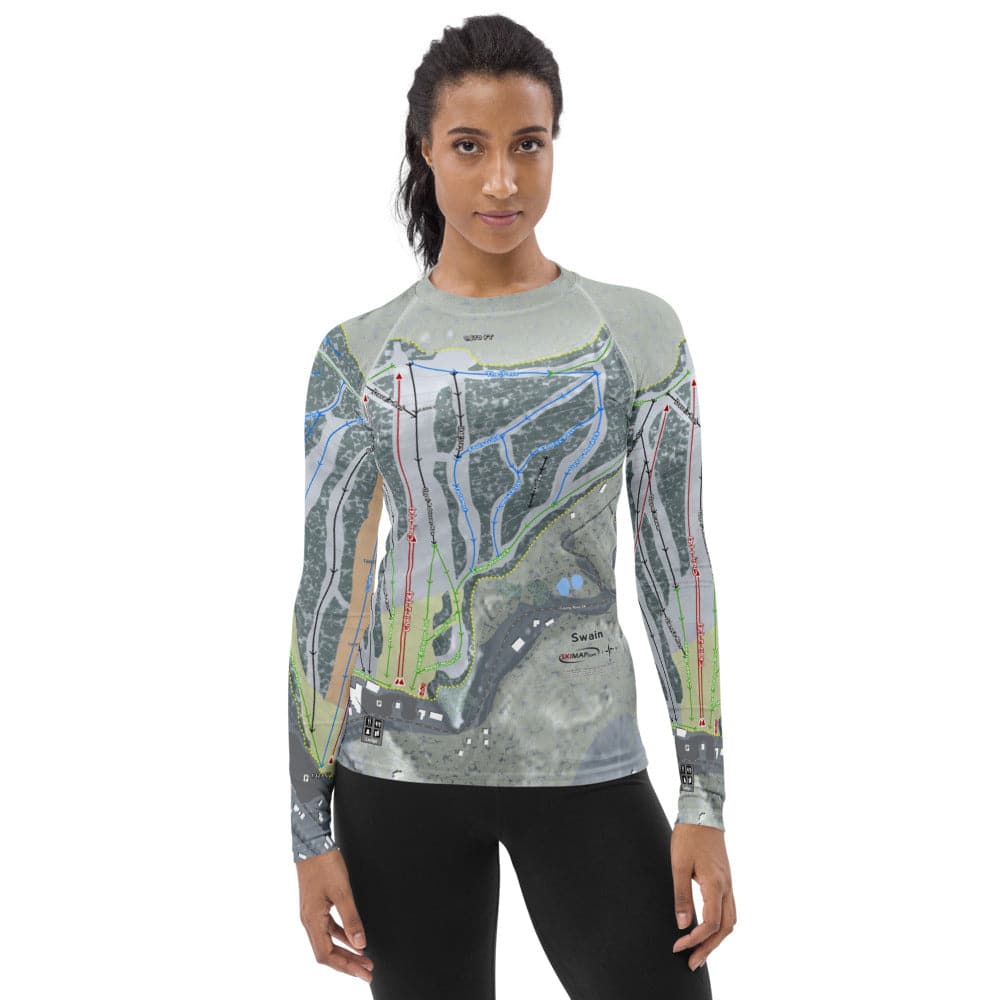 Swain, New York Ski Trail Map Women's Base Layer Top - Powderaddicts