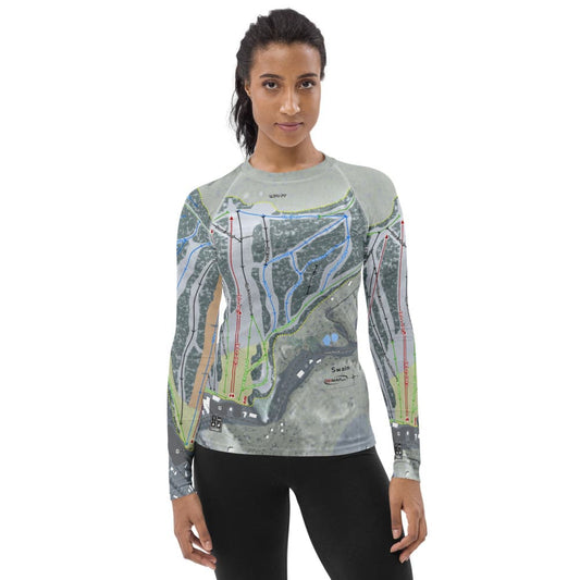Swain, New York Ski Trail Map Women's Base Layer Top - Powderaddicts
