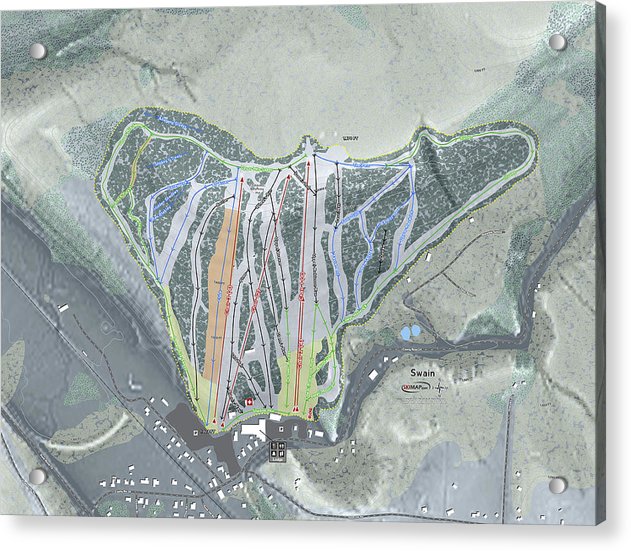 Swain Ski Trail Map - Acrylic Print - Powderaddicts