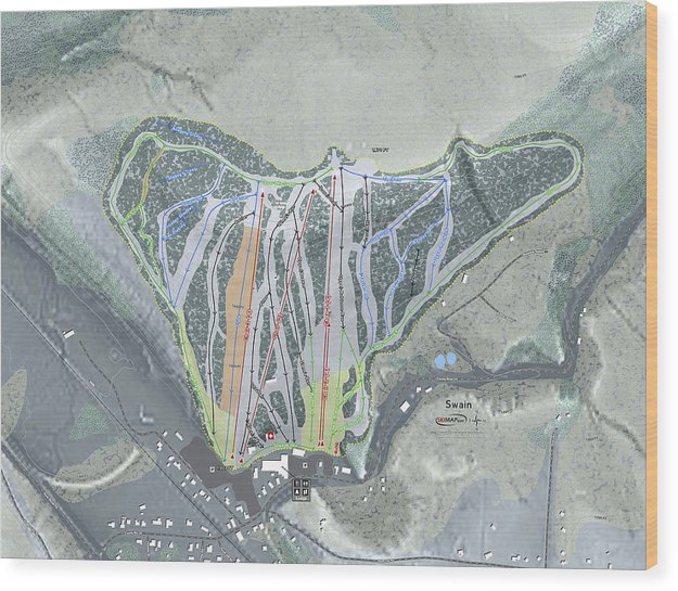 Swain Ski Trail Map - Wood Print - Powderaddicts