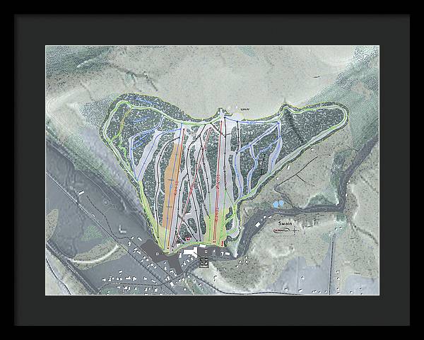 Swain Ski Trail Map - Framed Print - Powderaddicts