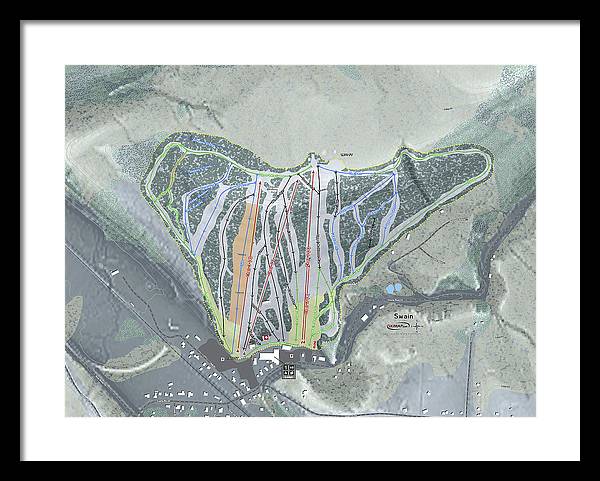 Swain Ski Trail Map - Framed Print - Powderaddicts