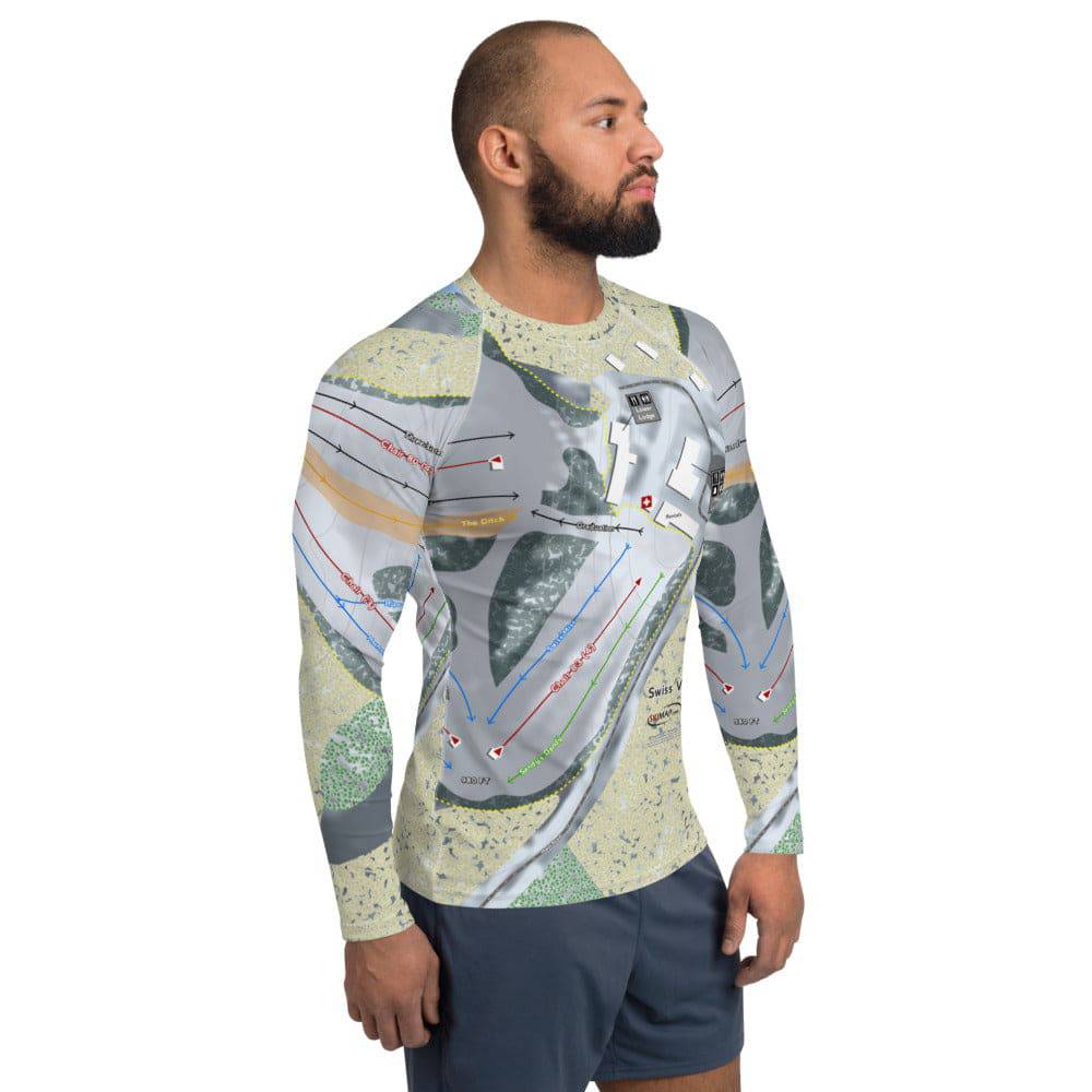 Swiss Valley, Michigan Ski Trail Map Men's Base Layer Top - Powderaddicts