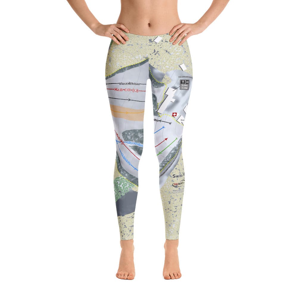 Swiss Valley, Michigan Ski Trail Map Women's Base Layer Bottom - Powderaddicts