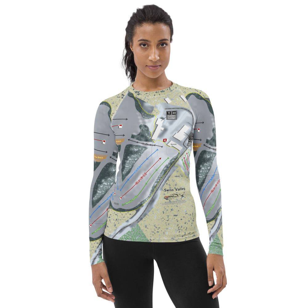 Swiss Valley, Michigan Ski Trail Map Women's Base Layer Top