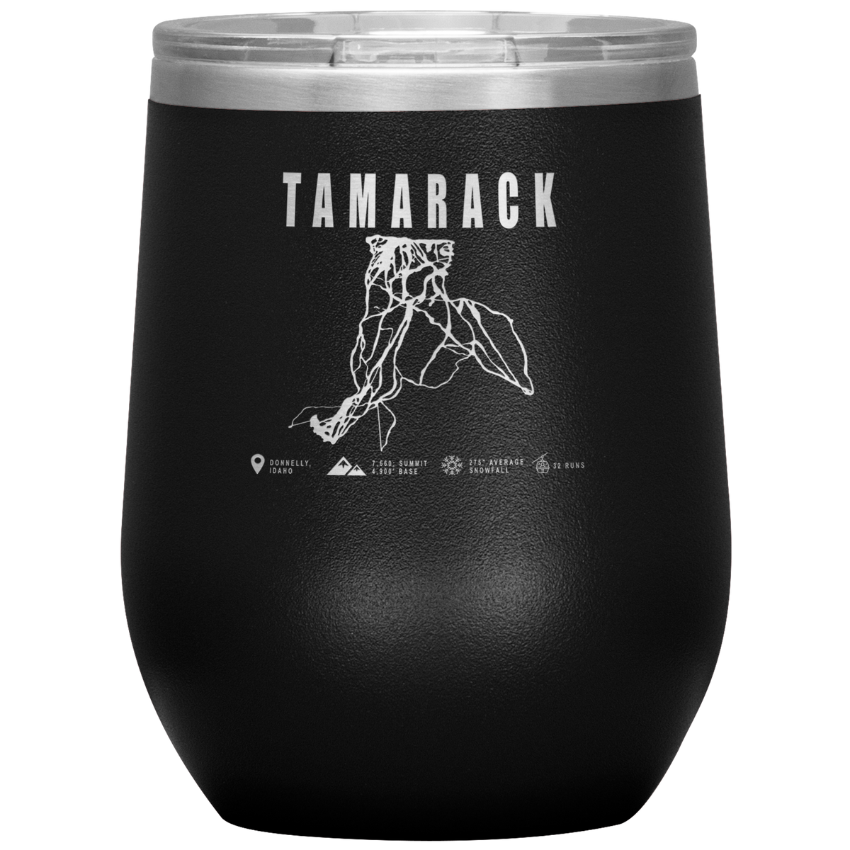Tamarack Idaho Ski Trail Map Wine 12oz Tumbler - Powderaddicts