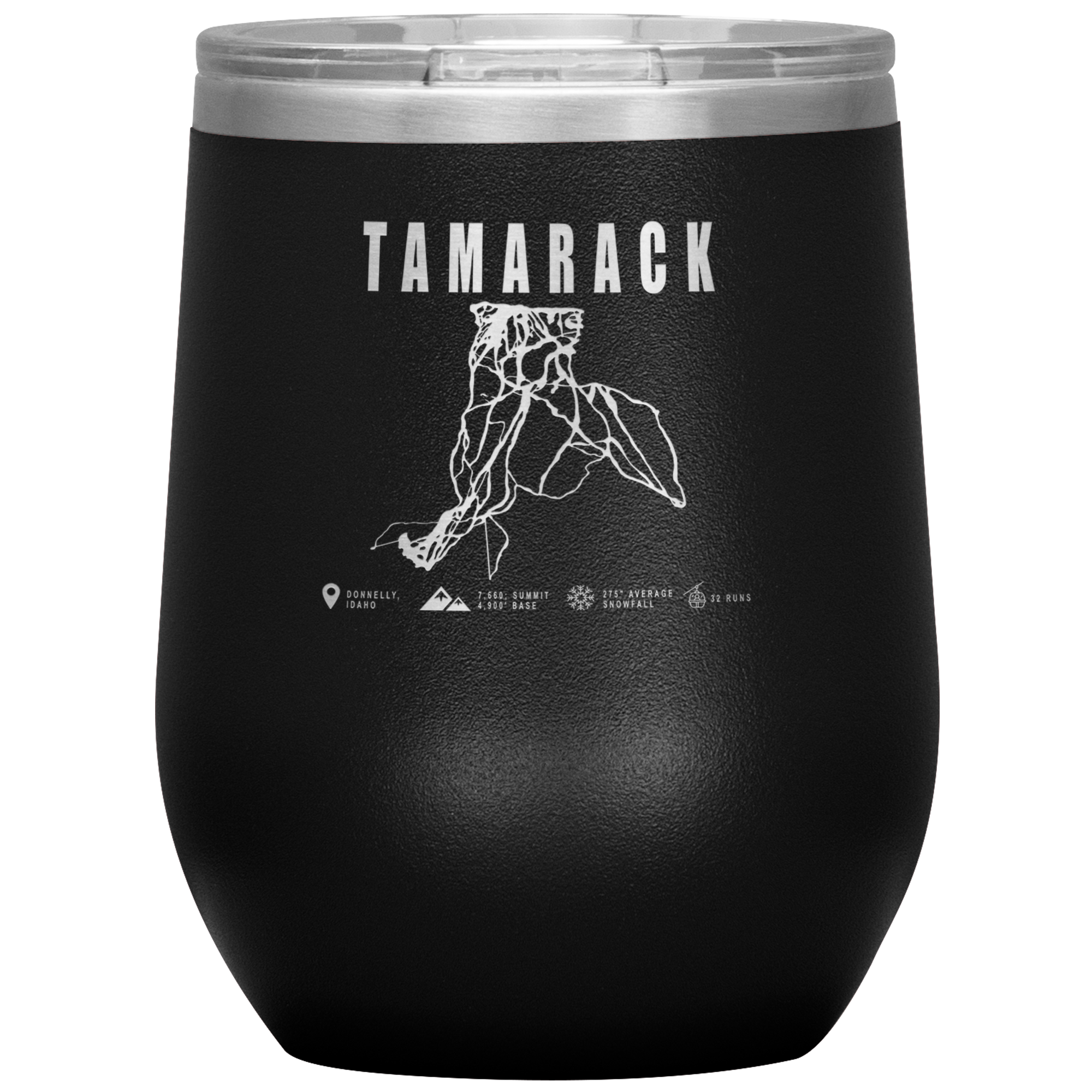 Tamarack Idaho Ski Trail Map Wine 12oz Tumbler - Powderaddicts
