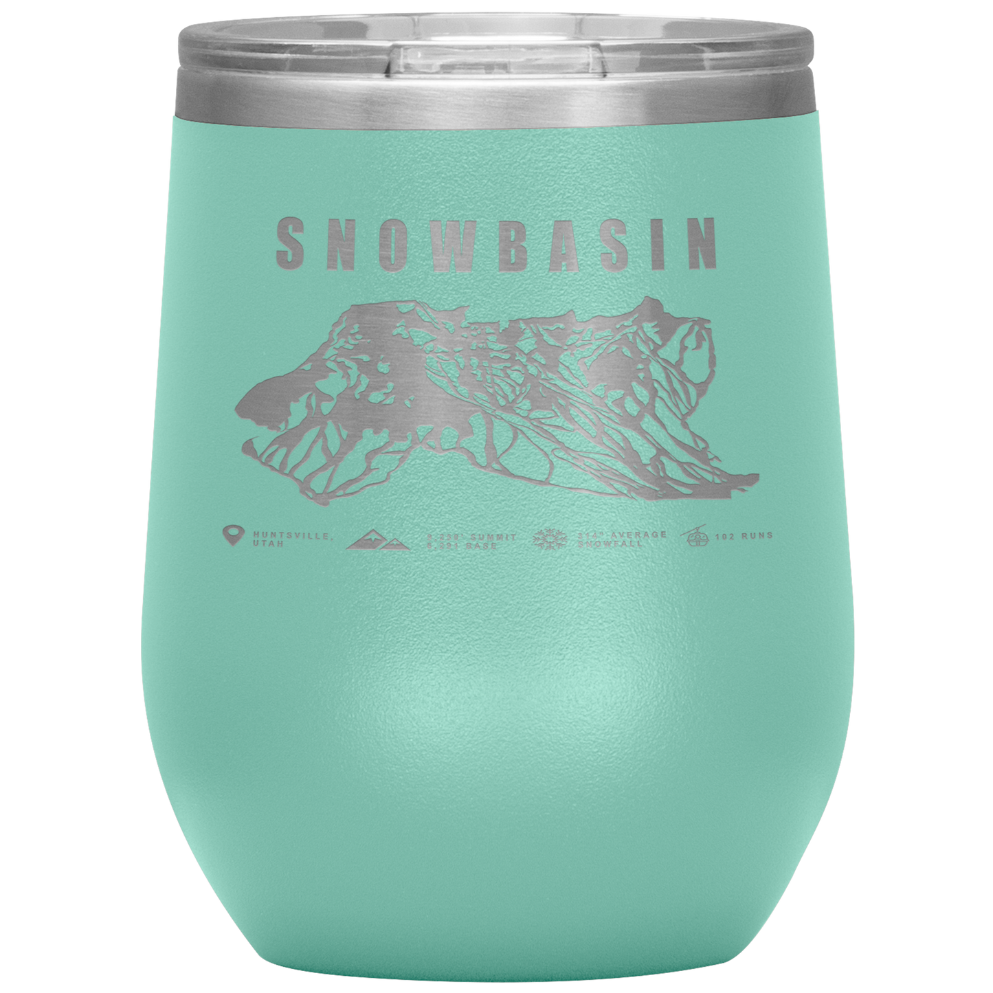 Snowbasin, Utah Ski Trail Map Wine 12oz Tumbler - Powderaddicts