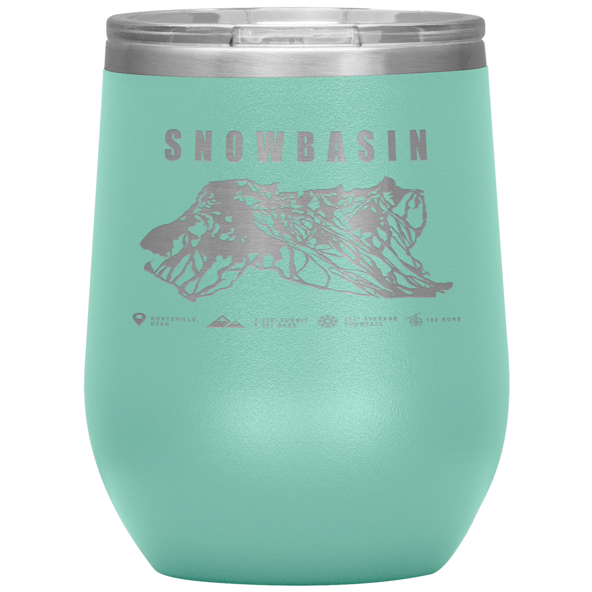Snowbasin, Utah Ski Trail Map Wine 12oz Tumbler - Powderaddicts