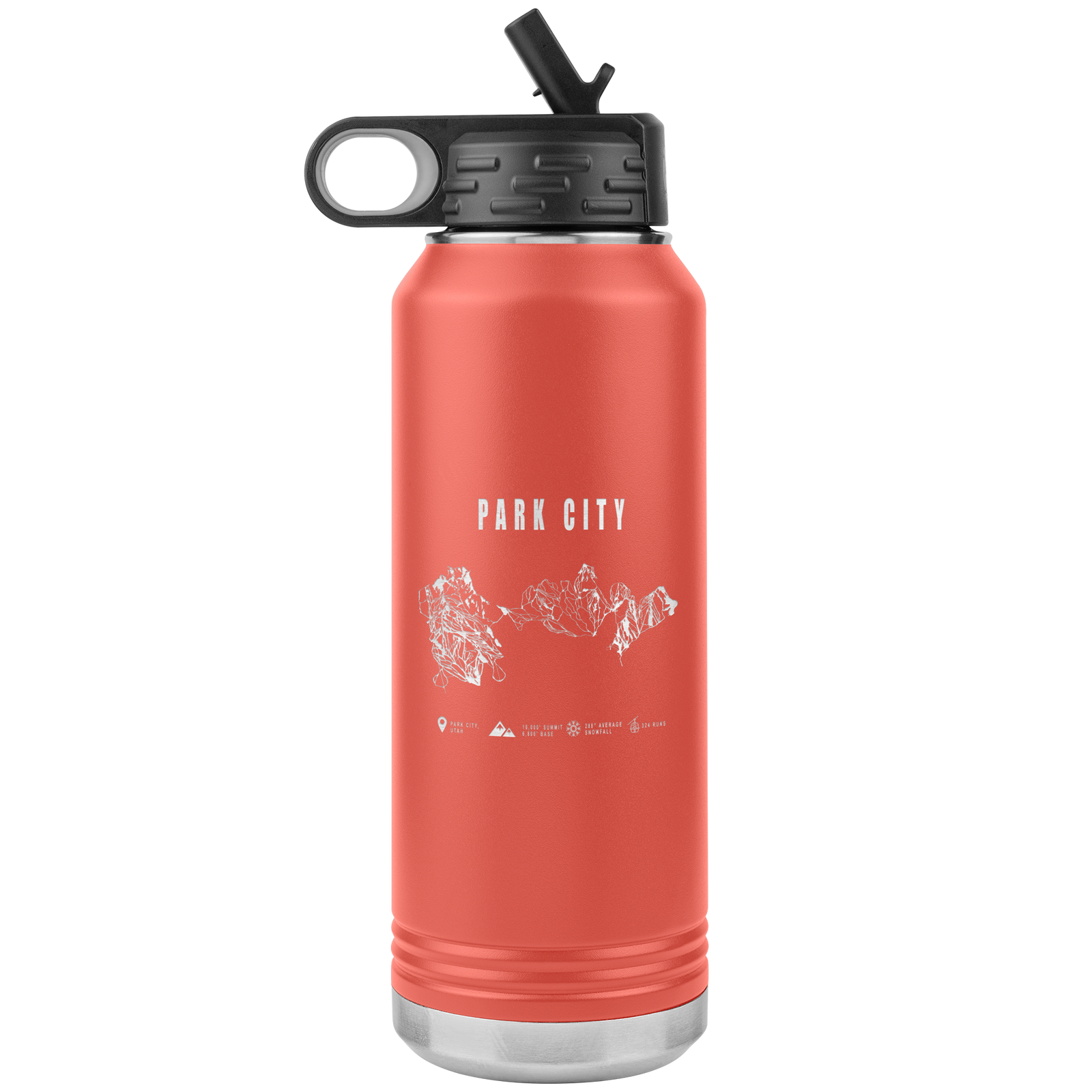 Park city,Utah Ski Trail Map 32oz Water Bottle Tumbler - Powderaddicts