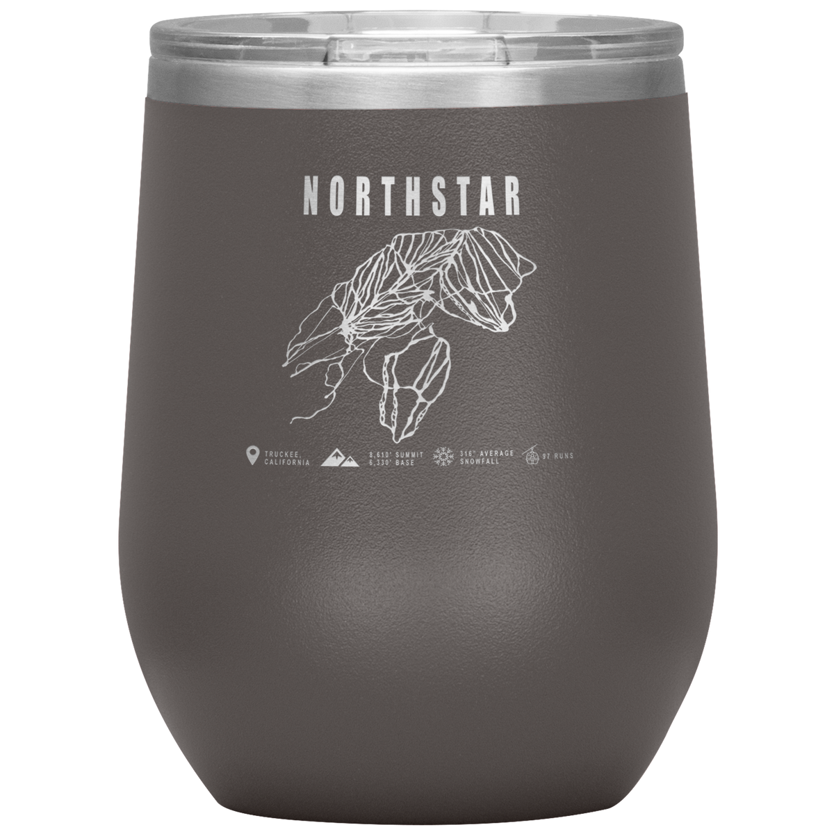Northstar, California Ski Trail Map Wine 12oz Tumbler - Powderaddicts