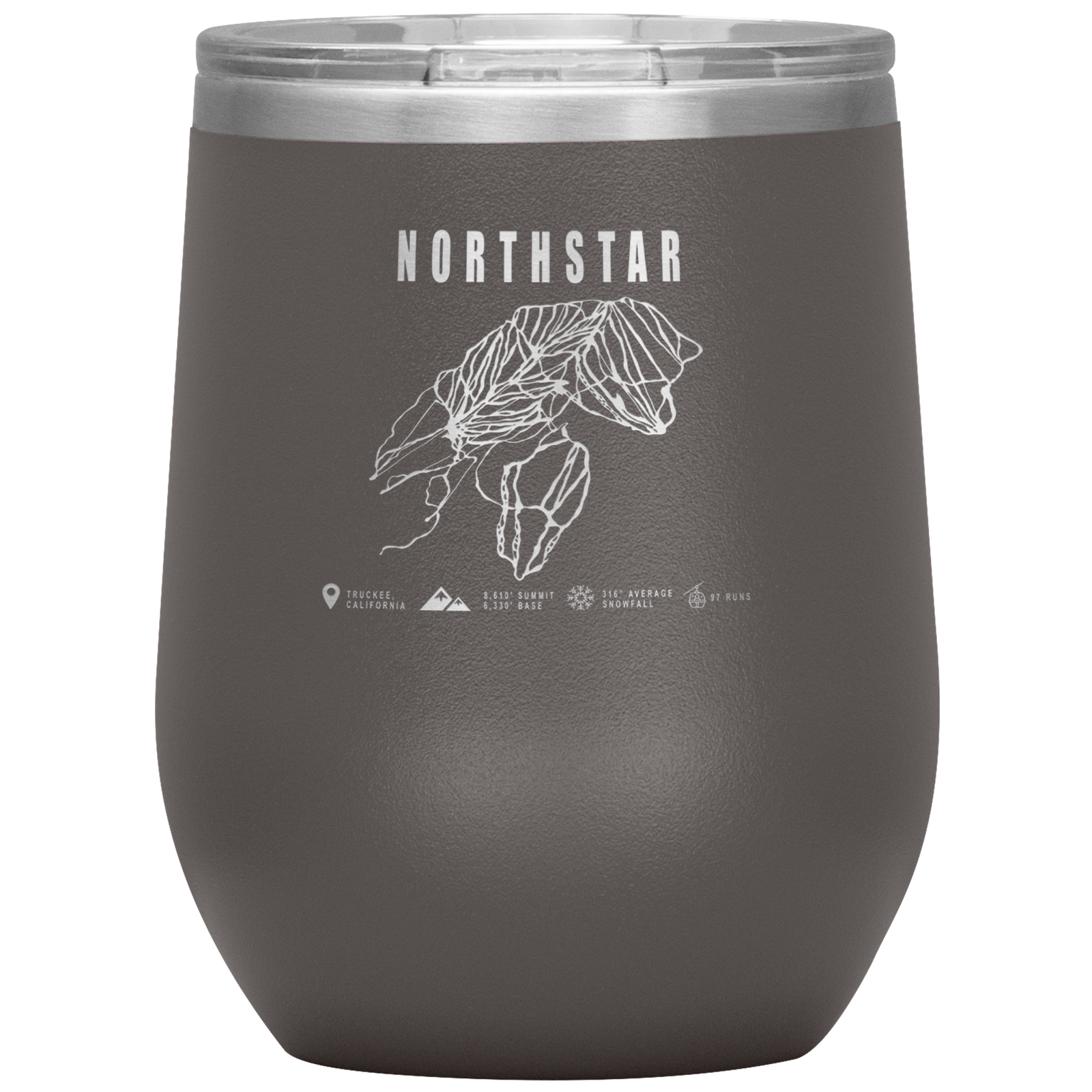 Northstar, California Ski Trail Map Wine 12oz Tumbler - Powderaddicts