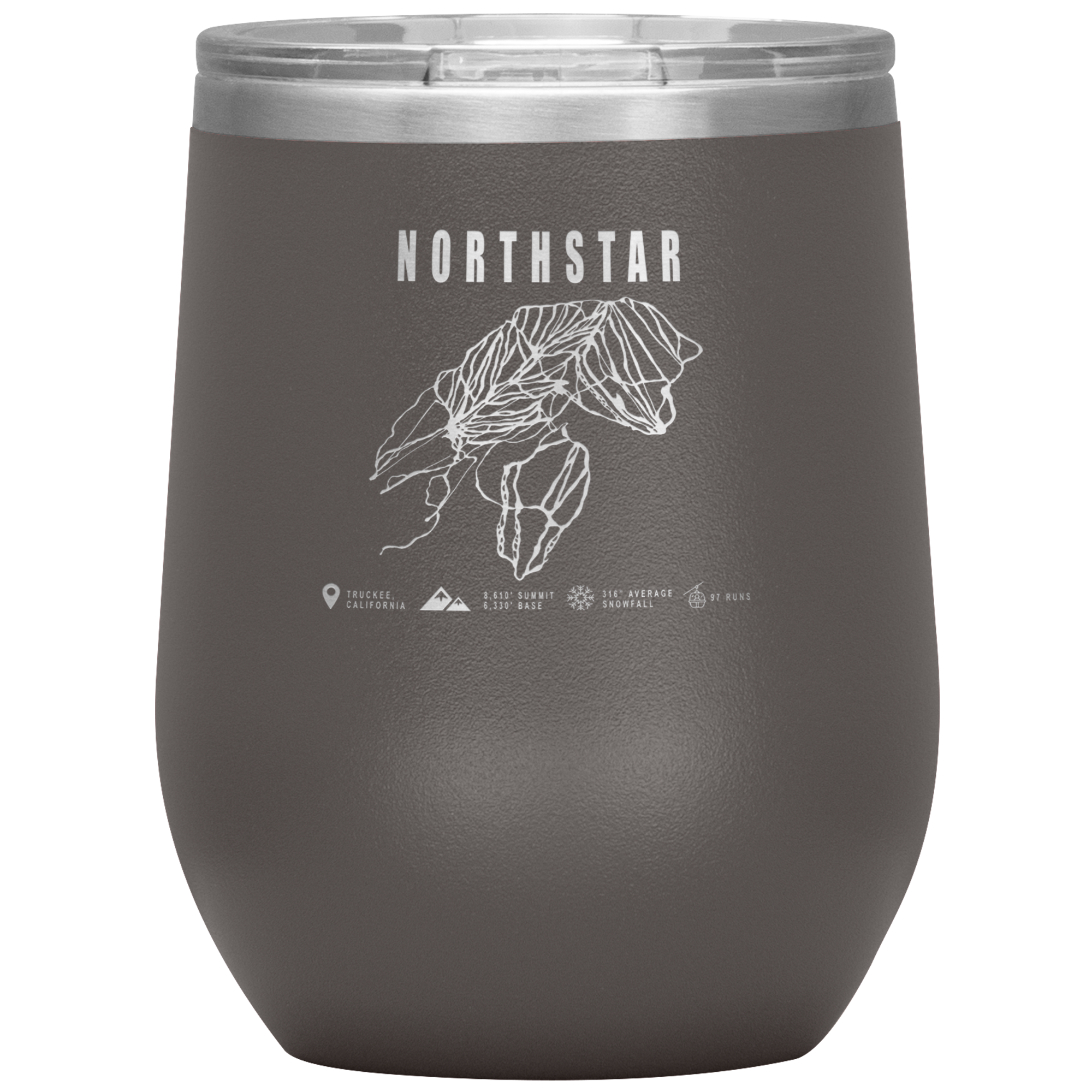 Northstar, California Ski Trail Map Wine 12oz Tumbler - Powderaddicts