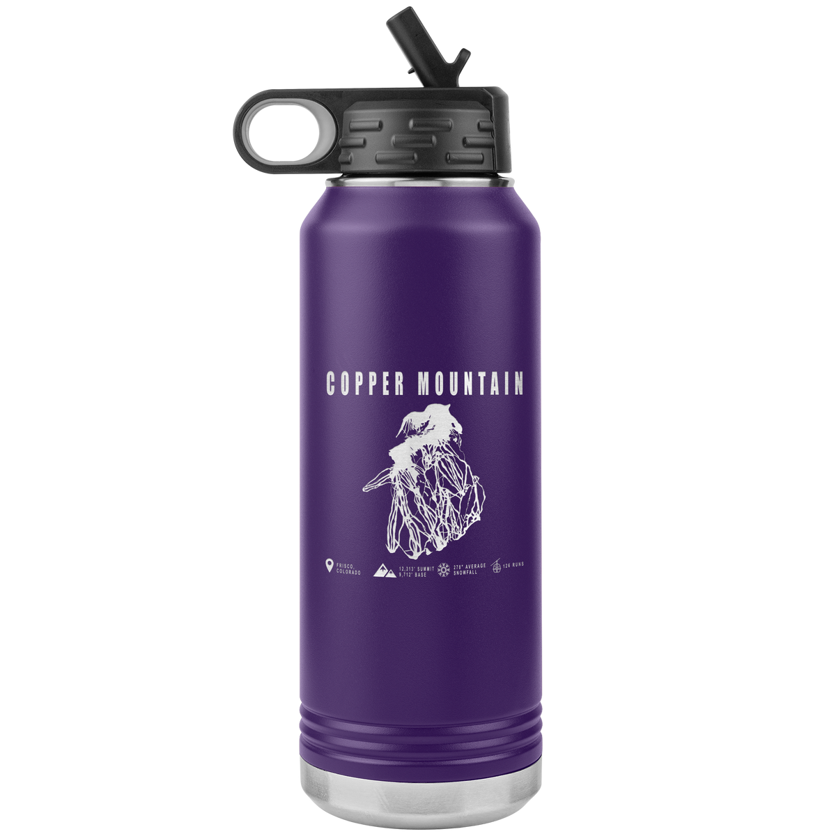 Copper Mountain Colorado Ski Trail Map 32oz Water Bottle Tumbler - Powderaddicts