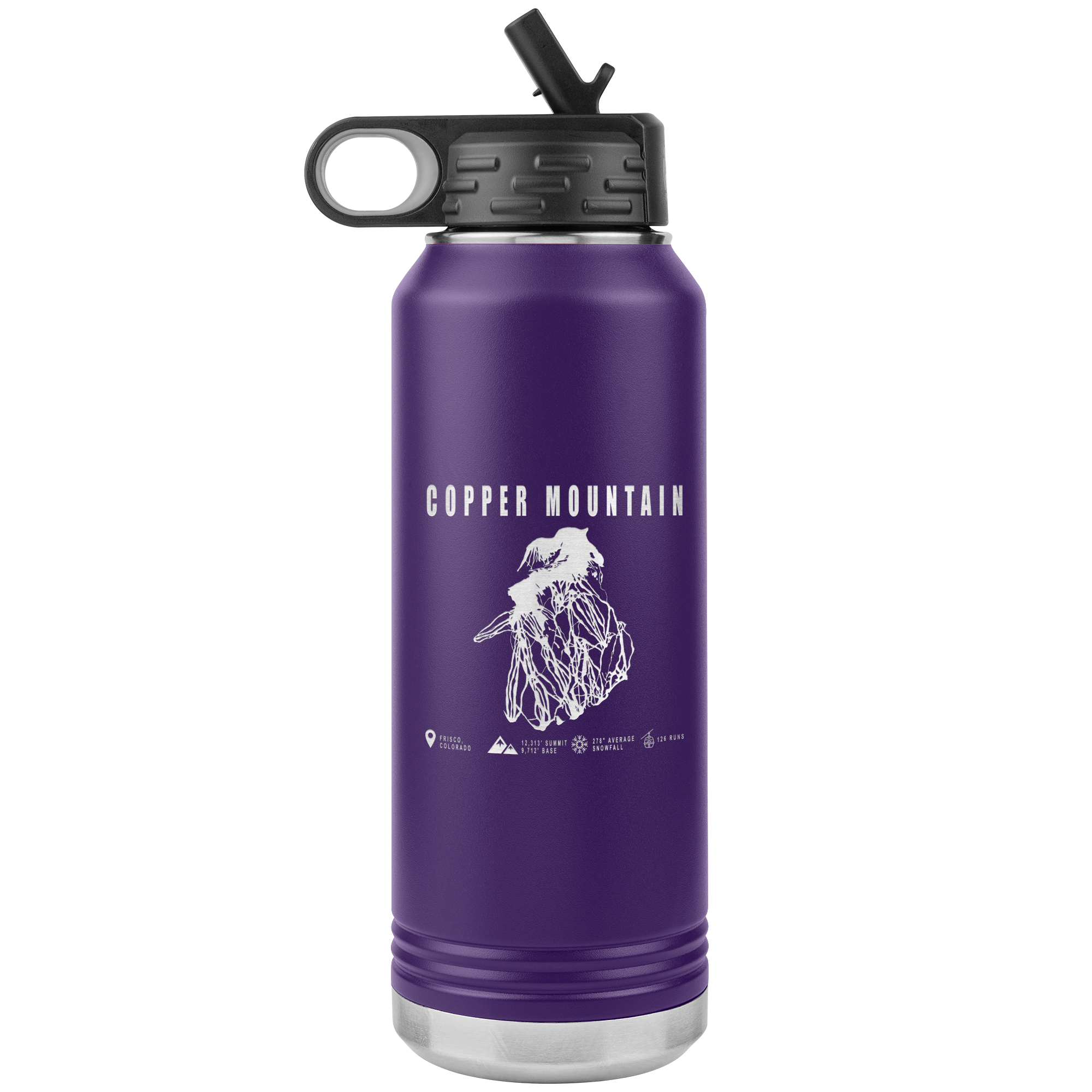 Copper Mountain Colorado Ski Trail Map 32oz Water Bottle Tumbler - Powderaddicts