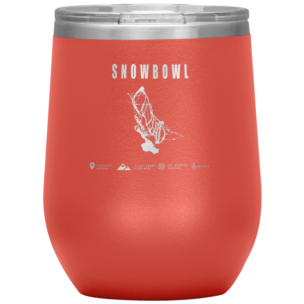 Snowbowl, Arizona Ski Trail Map Wine 12oz Tumbler - Powderaddicts