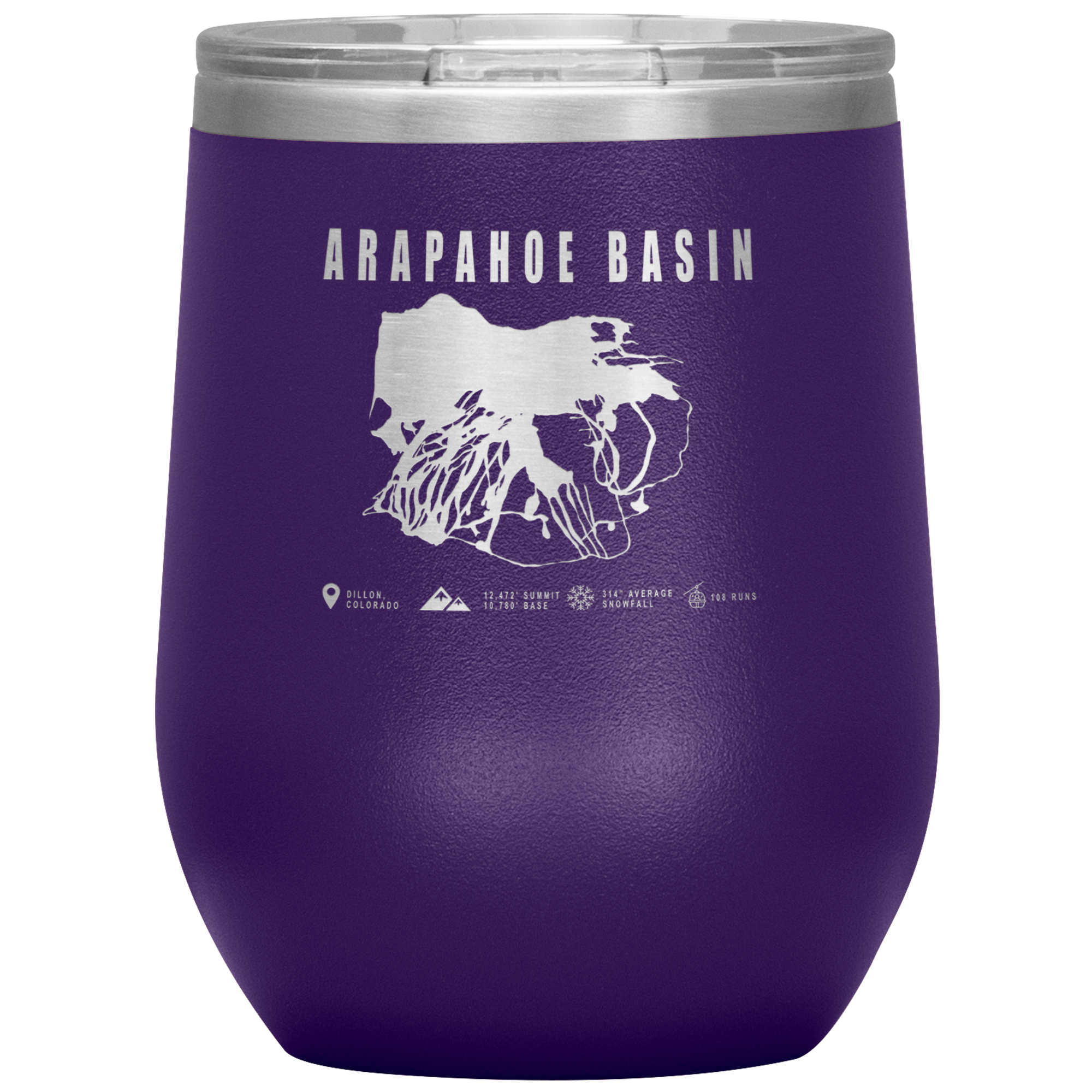 Arapahoe Basin,Colorado Ski Resort Wine 12oz Tumbler - Powderaddicts