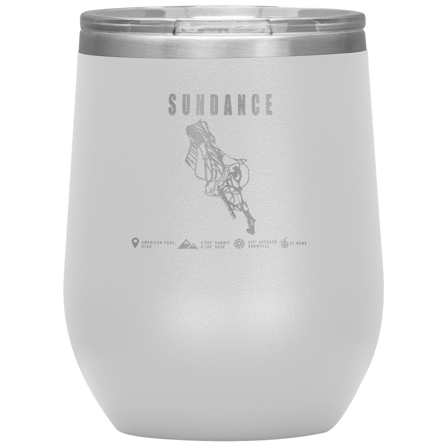 Sundance,Utah Ski Trail Map Wine 12oz Tumbler - Powderaddicts