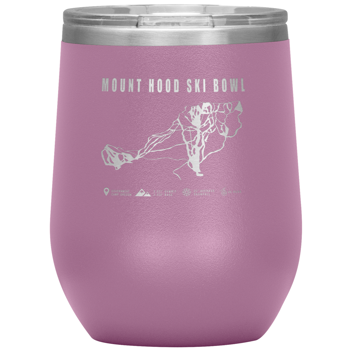 Mount Hood Ski Bowl, Oregon Ski Trail Map Wine 12oz Tumbler - Powderaddicts
