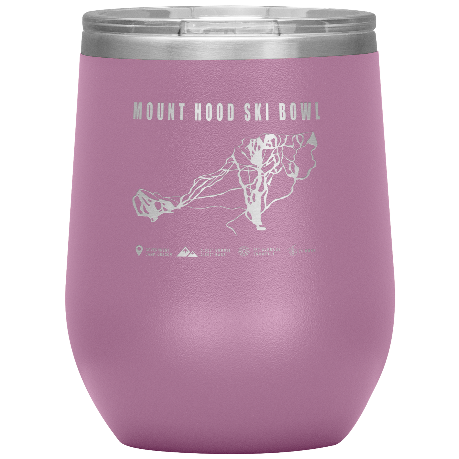 Mount Hood Ski Bowl, Oregon Ski Trail Map Wine 12oz Tumbler - Powderaddicts