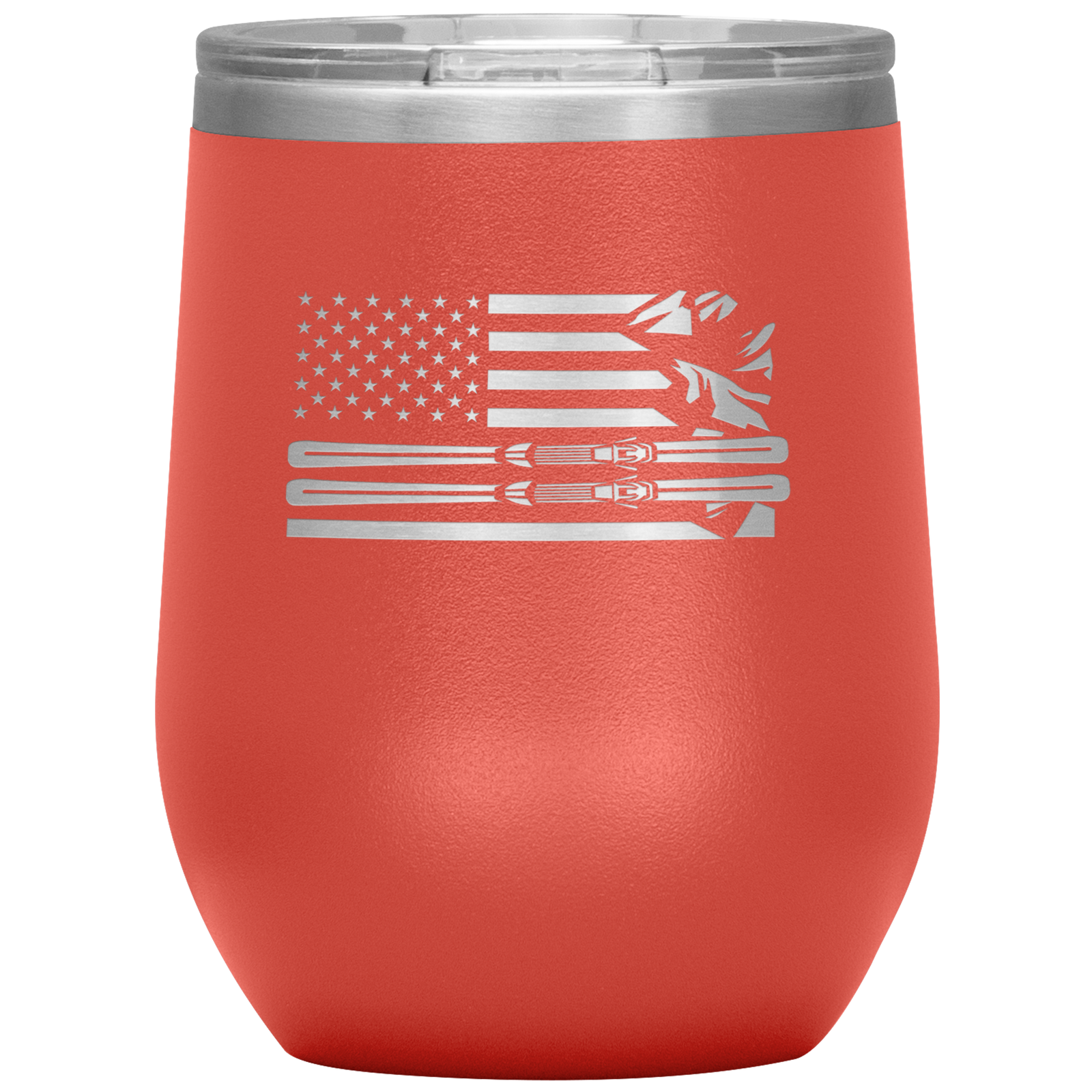 USA Ski Flag 12oz Wine Tumbler - Powderaddicts