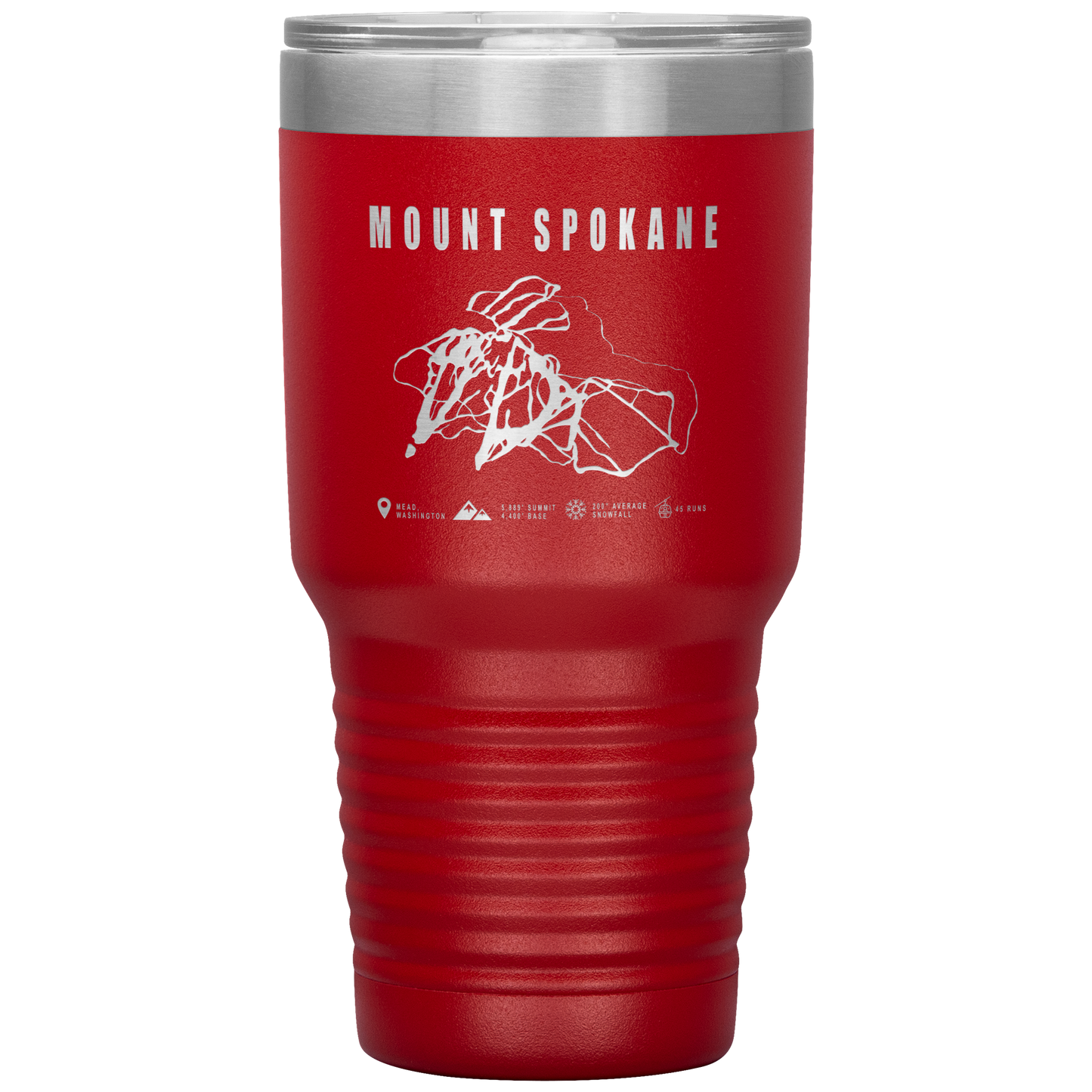 Mount Spokane, Washington Ski Trail Map 30oz Tumbler - Powderaddicts