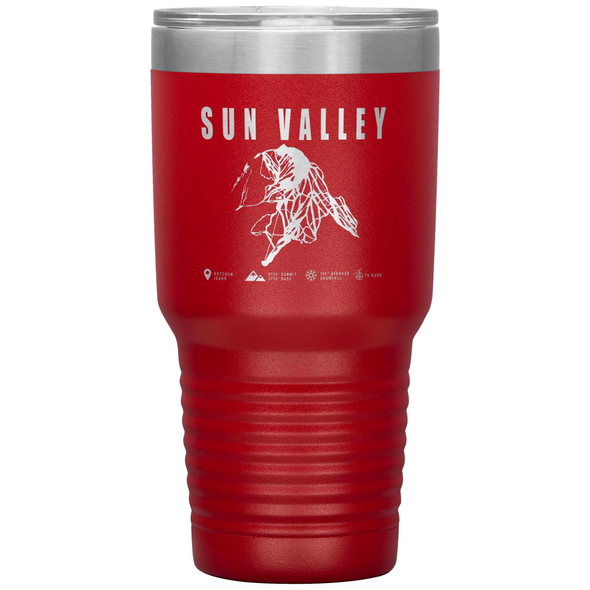 Sun Valley Idaho Ski Trail Map 30oz Tumbler - Powderaddicts