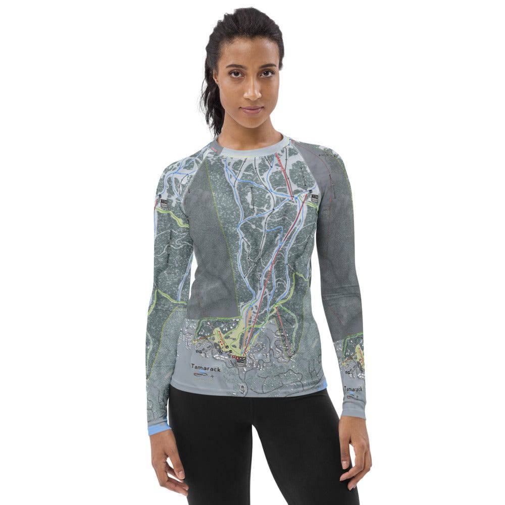 Tamarack, Idaho Ski Trail Map Women's Base Layer Top - Powderaddicts