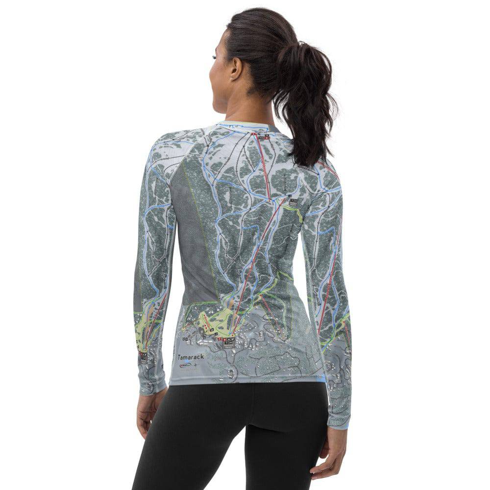 Tamarack, Idaho Ski Trail Map Women's Base Layer Top - Powderaddicts