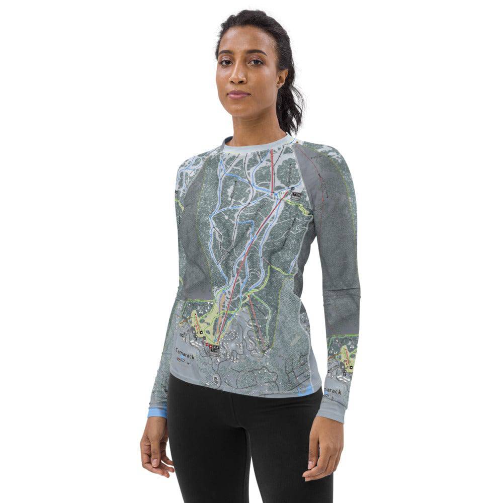 Tamarack, Idaho Ski Trail Map Women's Base Layer Top - Powderaddicts