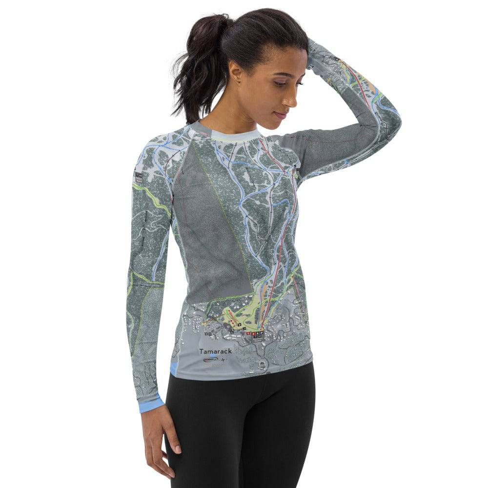 Tamarack, Idaho Ski Trail Map Women's Base Layer Top - Powderaddicts