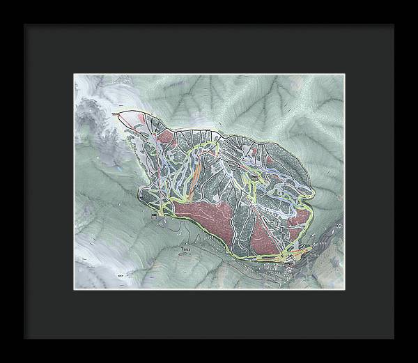Taos Ski Trail Map - Framed Print - Powderaddicts